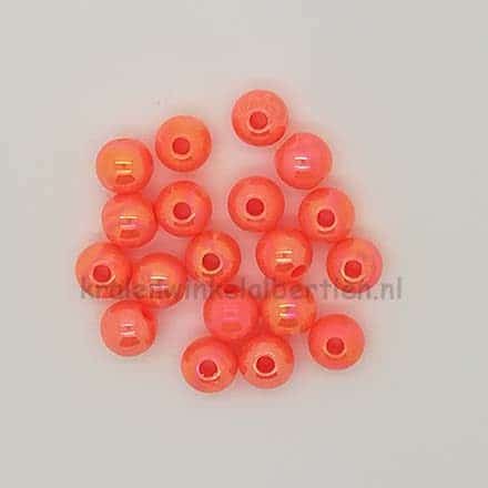 Kraaltjes 8mm rond oranje neon ab kleur kunststof