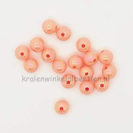 Kunststof kraal rond 8mm armbandjes maken ab glans licht zalm roze