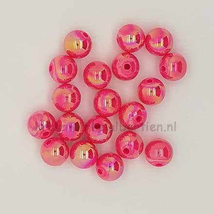 Ronde kraal roze ab glans kunststof sieraden maken DIY 8mm groot