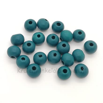 Ronde kraal hout 8mm groot gat petrol blauw groen sieraden rijgen