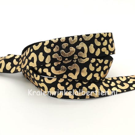 Zwart luipaard print elastiek zelf sieraden maken met bedels tijgerprint panterprint