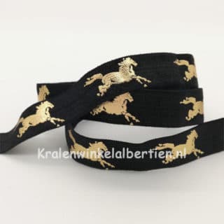 Elastisch paarden elastiek zwart goud 1.5cm breed armband maken