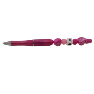 Kralen pen met initialen roze