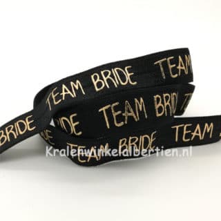 Bruid trouwen bedankje vrijgezellenfeest armbanden maken team bride zwart goud 1.5cm