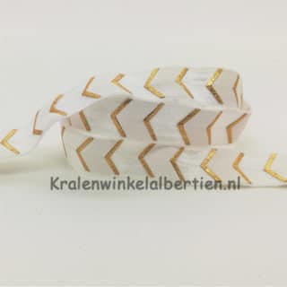 Elastisch lint wit gouden pijlen elastiek koord 1.5cm breed