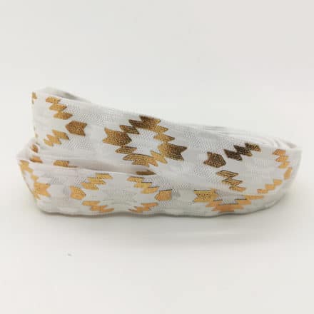 Aztec print elastiek lint koord 1.5cm breed elastische armbandjes zelf maken goud wit