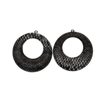 Plat ronde hangers imitatie leer open oorbellen zelf maken slangenprint trendy oorbellen sieraden zelf maken