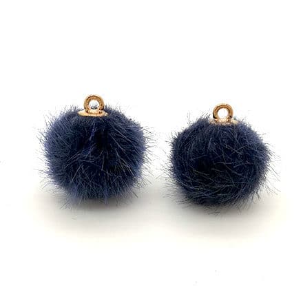 Pomponnetjes bedel navy blue rond goud bolletje DIY sieraden maken oorbellen