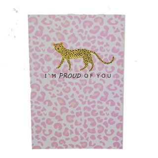 Cadeau kaartje sieraden verkopen geven verpakken leopard luipaard panter print roze