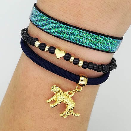 Zelf sieraden maken inspiratie setjes elastiek lint 5mm dik gestikt navy blauw groen goud