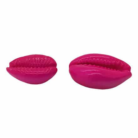 Cowrie schelpjes neon roze open tussenstuk