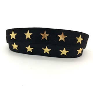 Zwart elastiek lint koord 15mm breed gouden sterren armbandjes zelf maken