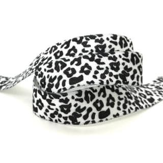 Elastisch elastiek koord lint armbandjes maken leopardprint zwart wit 1.5cm breed zelf DIY sieraden maken