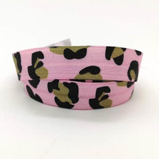 Breed elastiek koord roze luipaard panter print 15mm zelf armbandjes maken