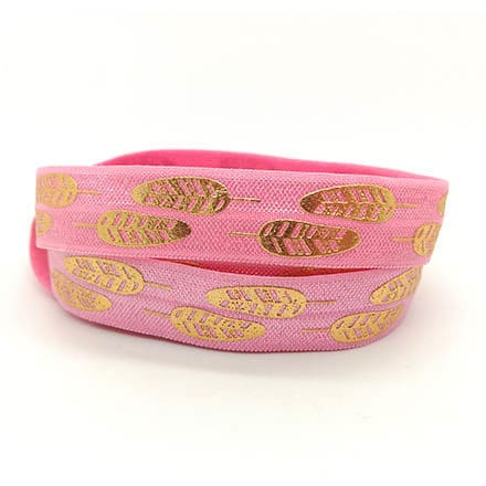 Roze elastiek veertjes goud Ibiza style armbanden DIY