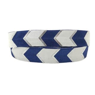 Elastiek koord lint chevron blauw wit zilver 15mm elastische armbanden DIY