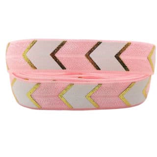 Elastische lint koord chevron licht roze goud wit 15mm bias band armbanden maken