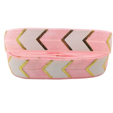 Elastische lint koord chevron licht roze goud wit 15mm bias band armbanden maken