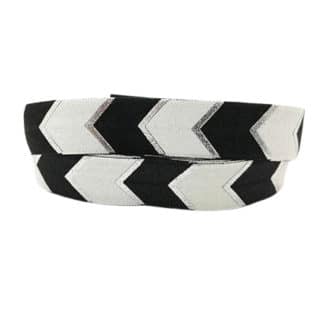 Elastiek koord 15mm breed zwart wit zilver chevron zelf armbanden maken Ibiza style