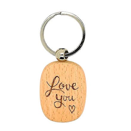 Sleutelhanger hout Love you houtbranden creatief cadeautjes uitdelen school naam