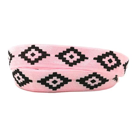 Zwart roze elastiek koord lint zelf elastische armbandjes maken aztec print