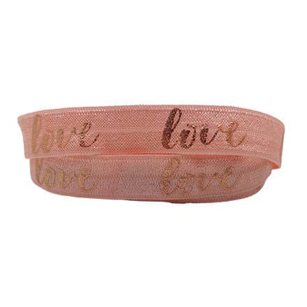 Peach roze elastiek koord rosé gouden tekst love 15mm sieraden maken