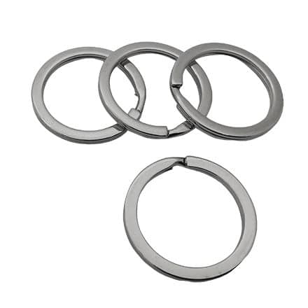 Metalen sleutelring rond zilver 2.5cm groot