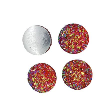 Ronde cabochon 12mm druzy peach ab olie glans