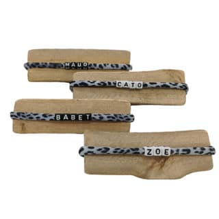 Leopard dierenprint elastisch naamarmbandjes