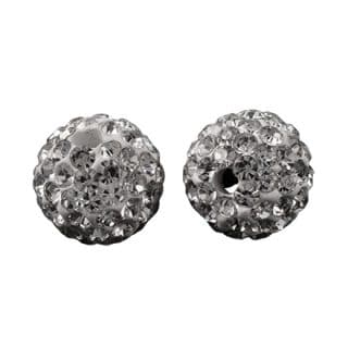 10mm kraal rond fimo strass steentjes wit zilver