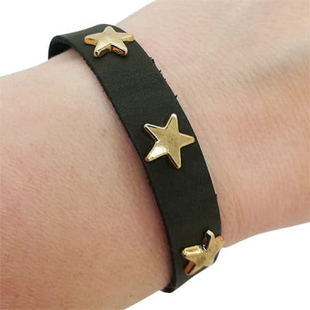 Armbanden goud donker groen sterretjes studs verstelbaar