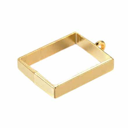 Grote gouden vierkante bedel open back bezel hanger