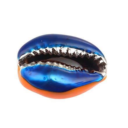 Cowrie schelpjes kralen blauw zilver oranje tussenzetter