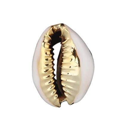 Cowrie schelpkraal naturel gold open tussenstuk