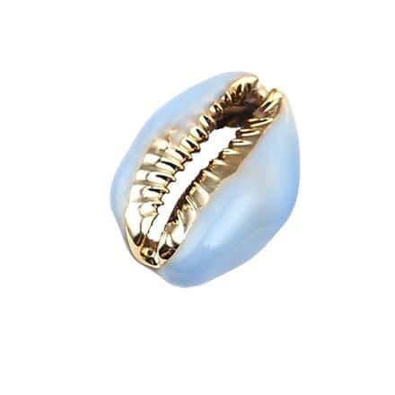 Schelpkralen cowrie tussenzetter licht blauw goud