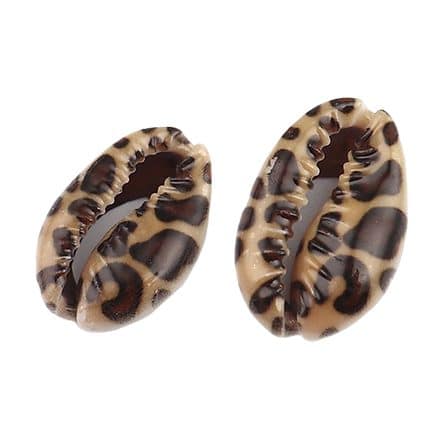Bruine luipaard print cowrie schelpjes tussenstuk