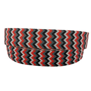 Breed vouw elastiek chevron print grij zwart wit rood