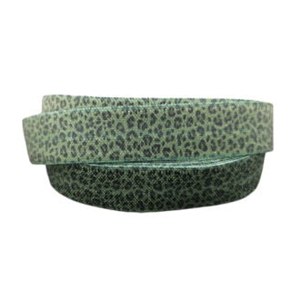 Leopard elastiek koord 15mm bias band mos groen