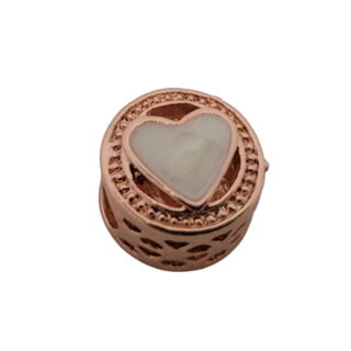 Rosé goud plat ronde kraal hartje groot rijg gat metaal