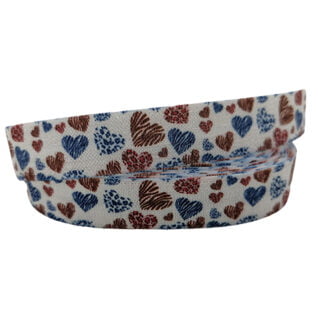 Wit elastiek lint breed bruine blauwe hartjes met dierenprint luipaard zebra