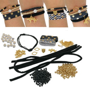 Zelf maak armbanden pakket goud zwart panter