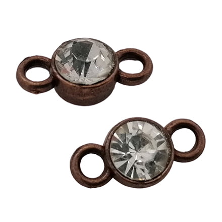 Bedel 2 oogjes tussenstuk coper strass steentje