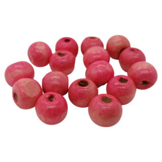 Ronde kraal hout licht roze 1cm