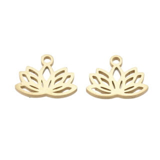 Lotus flower bedeltje gouden rvs