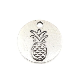 Zilverkleurige ronde ananas bedel