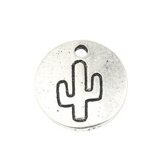 Ronde cactus bedel zilver 12mm nikkelvrij