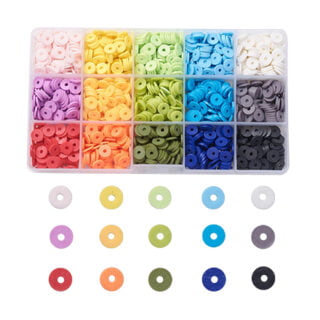 Sorteerbakje fimo klei kralen 6mm disc regenboog kleuren