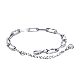 Stainless steel paperclip schakel armband zilver