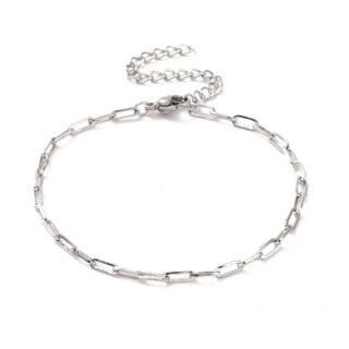 Zilveren paperclip schakel armband RVS