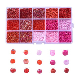 Rocailles seed beads rood roze 3mm assortimentsdoos